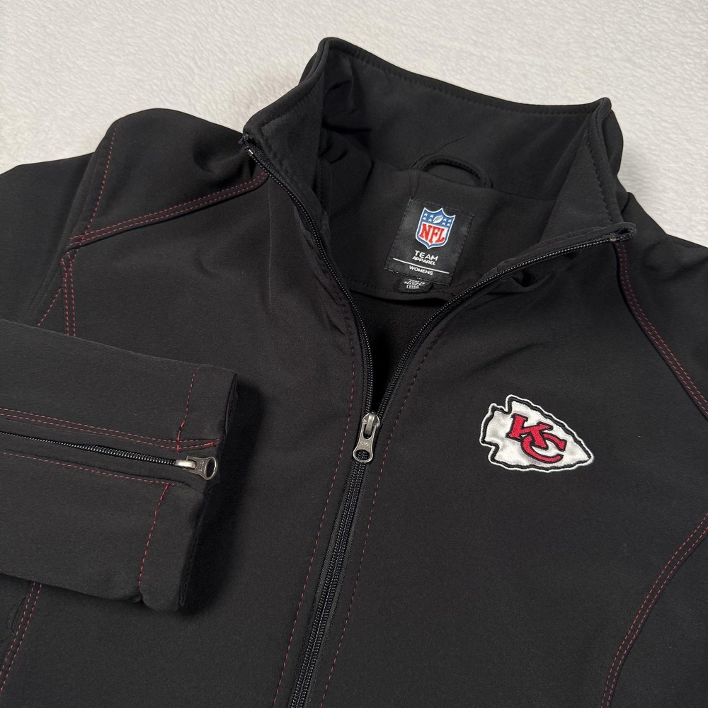 Kansas City Chiefs Jacket Womens Large Black NFL Football Team Apparel Full Zip